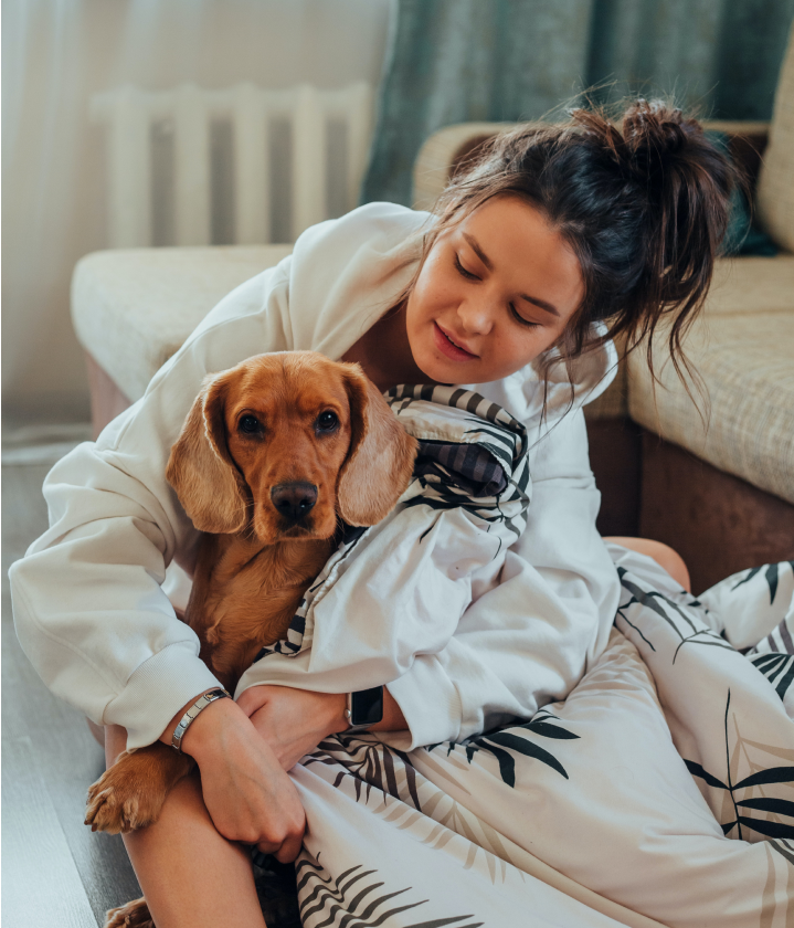 dog with owner